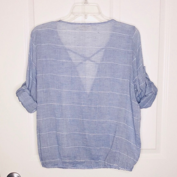 🎁1 LEFT🎁 Sexy Blue Surplice Top - Picture 4 of 5